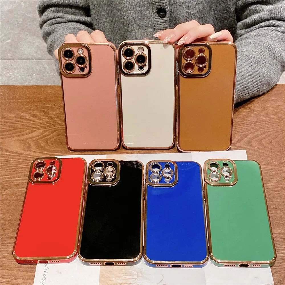 Anymob iPhone Case Black Plating Camera Protection Soft Cover Shell Bumper