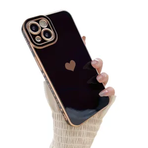 Anymob iPhone Case Black Plating Love Heart Side Pattern Soft Phone Cover