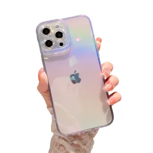 Anymob iPhone Case Blue Colorful Gradient Glitter Diamond Lens Camera Protection Soft Cover