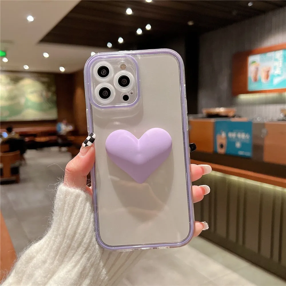 Anymob iPhone Case Blue Love Heart Candy Color Transparent Shockproof Bumper Soft Cover