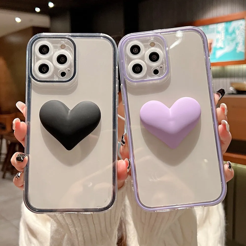 Anymob iPhone Case Blue Love Heart Candy Color Transparent Shockproof Bumper Soft Cover