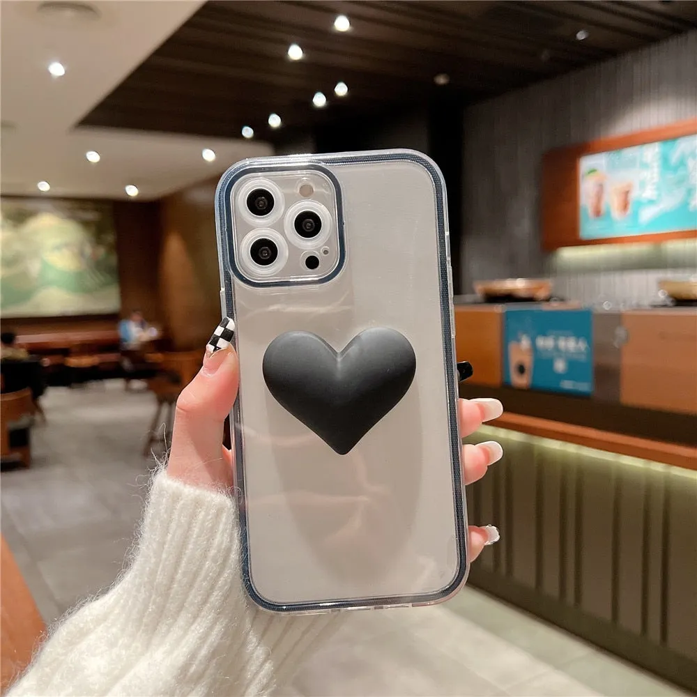 Anymob iPhone Case Blue Love Heart Candy Color Transparent Shockproof Bumper Soft Cover