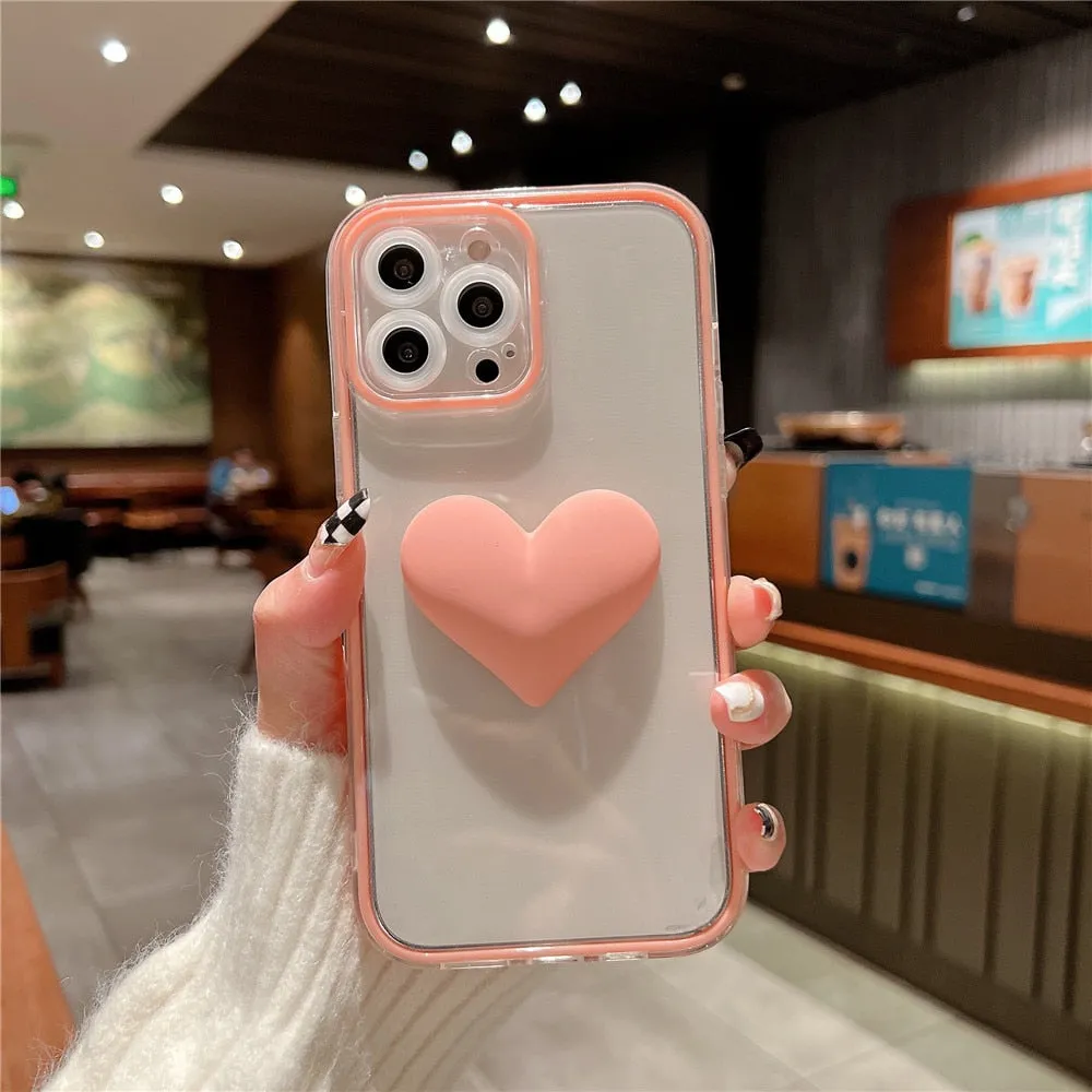 Anymob iPhone Case Blue Love Heart Candy Color Transparent Shockproof Bumper Soft Cover