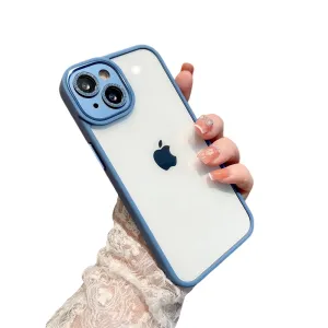 Anymob iPhone Case Blue Metal Glitter Camera Protection Clear Shockproof Acrylic Bumper