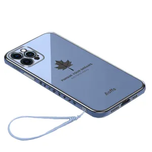Anymob iPhone Case Blue Plating Maple Leaf Square Frame Soft Cover