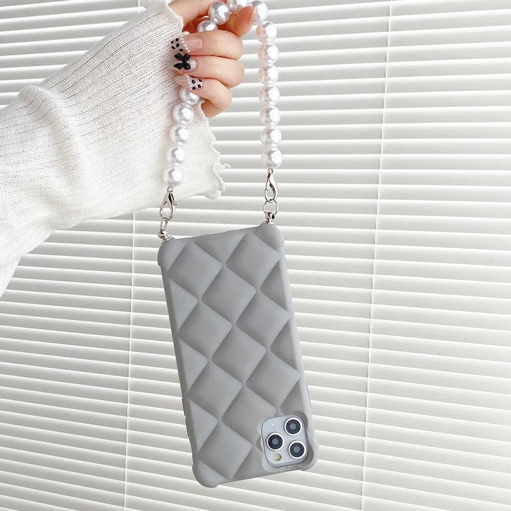 Anymob iPhone Case Brown Simple Geometry Pearl Bracelet Shockproof Soft Silicon Cover