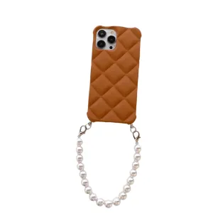 Anymob iPhone Case Brown Simple Geometry Pearl Bracelet Shockproof Soft Silicon Cover