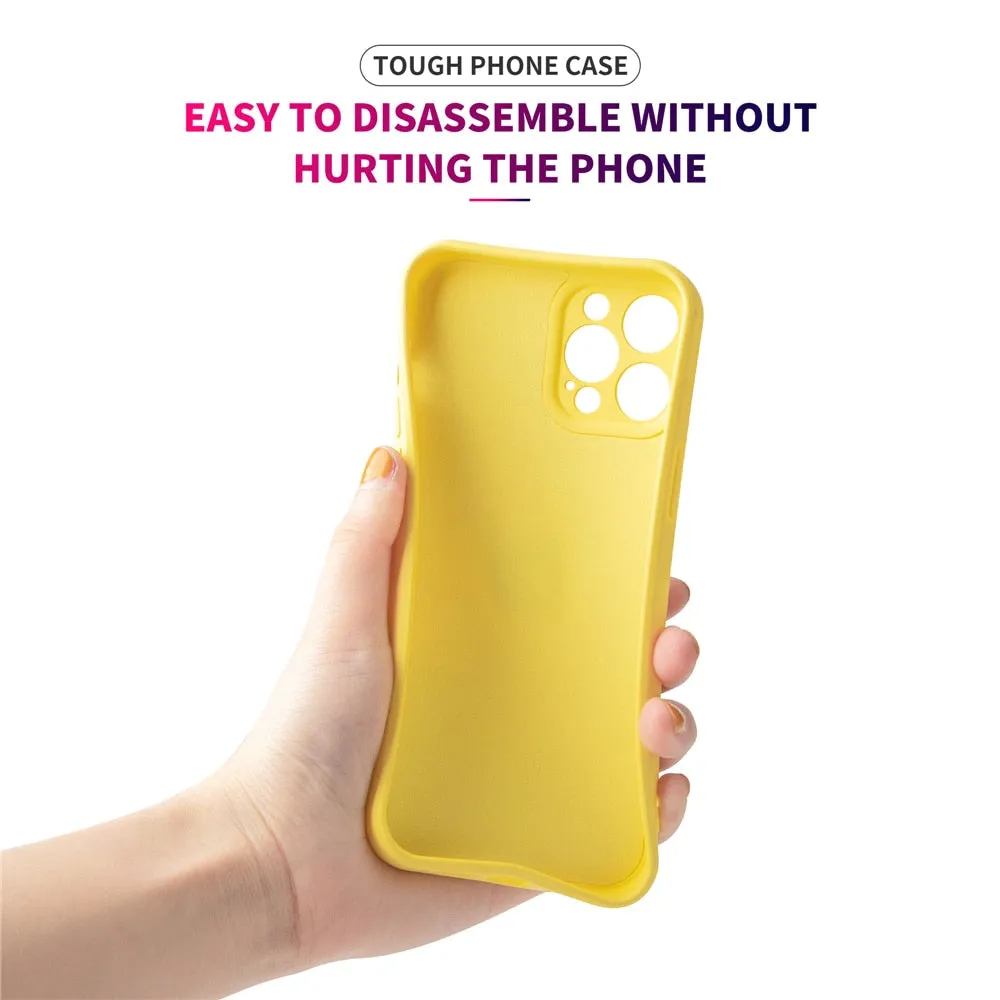 Anymob iPhone Case Dark Blue Soft Liquid Silicon Ring Holder Shockproof Candy Back Cover