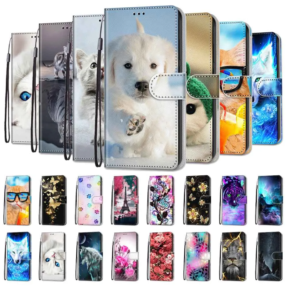 Anymob iPhone Case Fashion Magnetic Flip Cute Little Kitten Painting Leather Cover