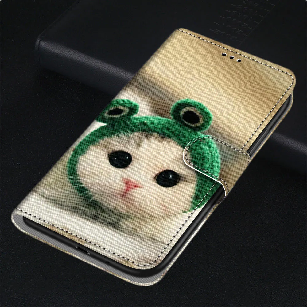 Anymob iPhone Case Fashion Magnetic Flip Cute Little Kitten Painting Leather Cover