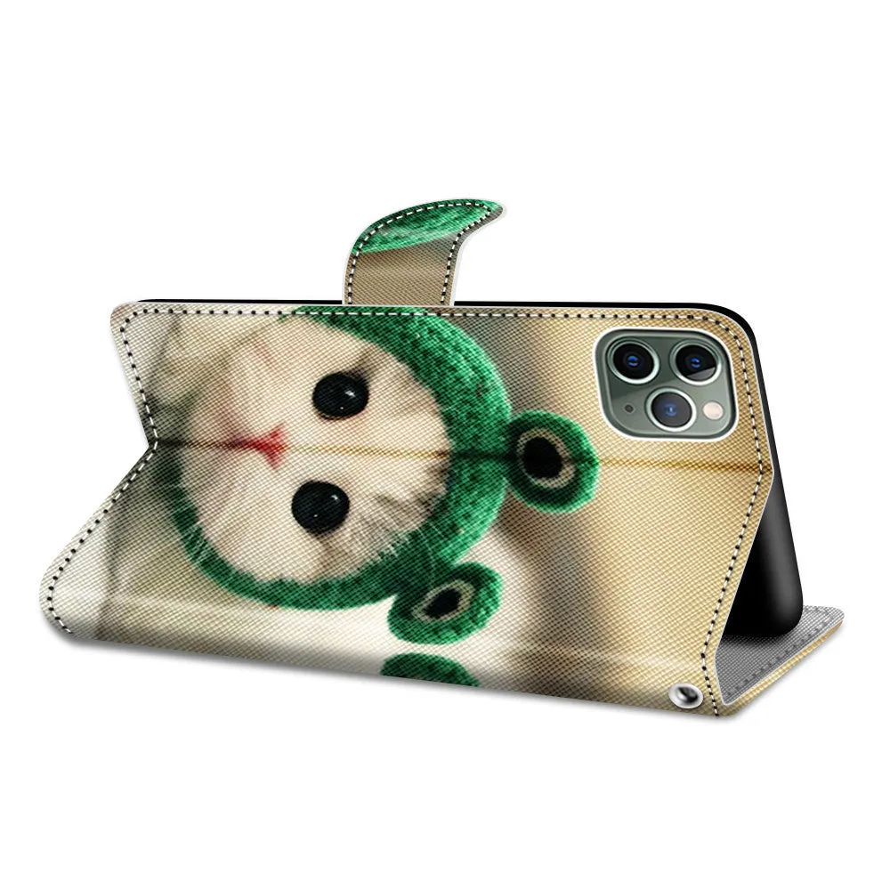 Anymob iPhone Case Fashion Magnetic Flip Cute Little Kitten Painting Leather Cover