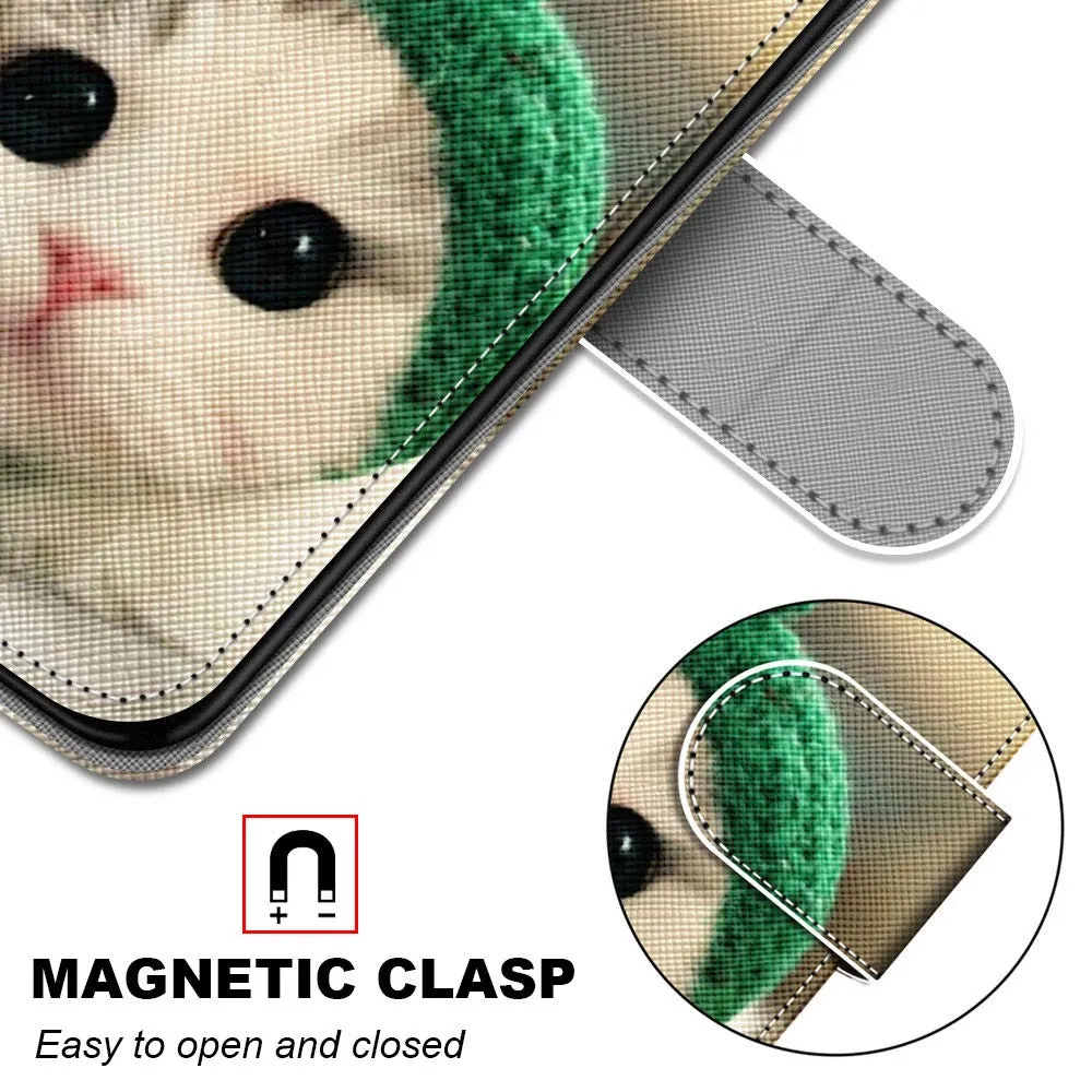 Anymob iPhone Case Fashion Magnetic Flip Cute Little Kitten Painting Leather Cover
