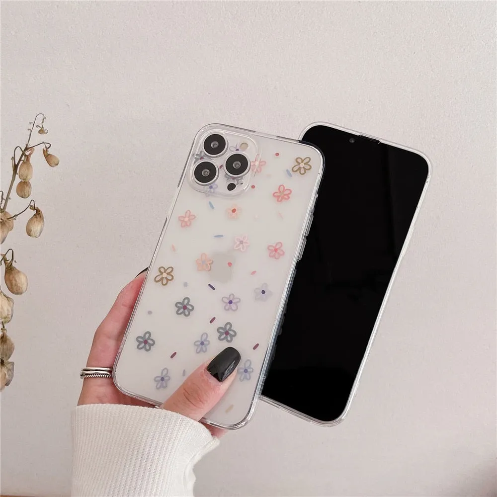 Anymob iPhone Case Fashion Rose Flower Leaf Clear Soft TPU Bumper Shockproof Phone Cover