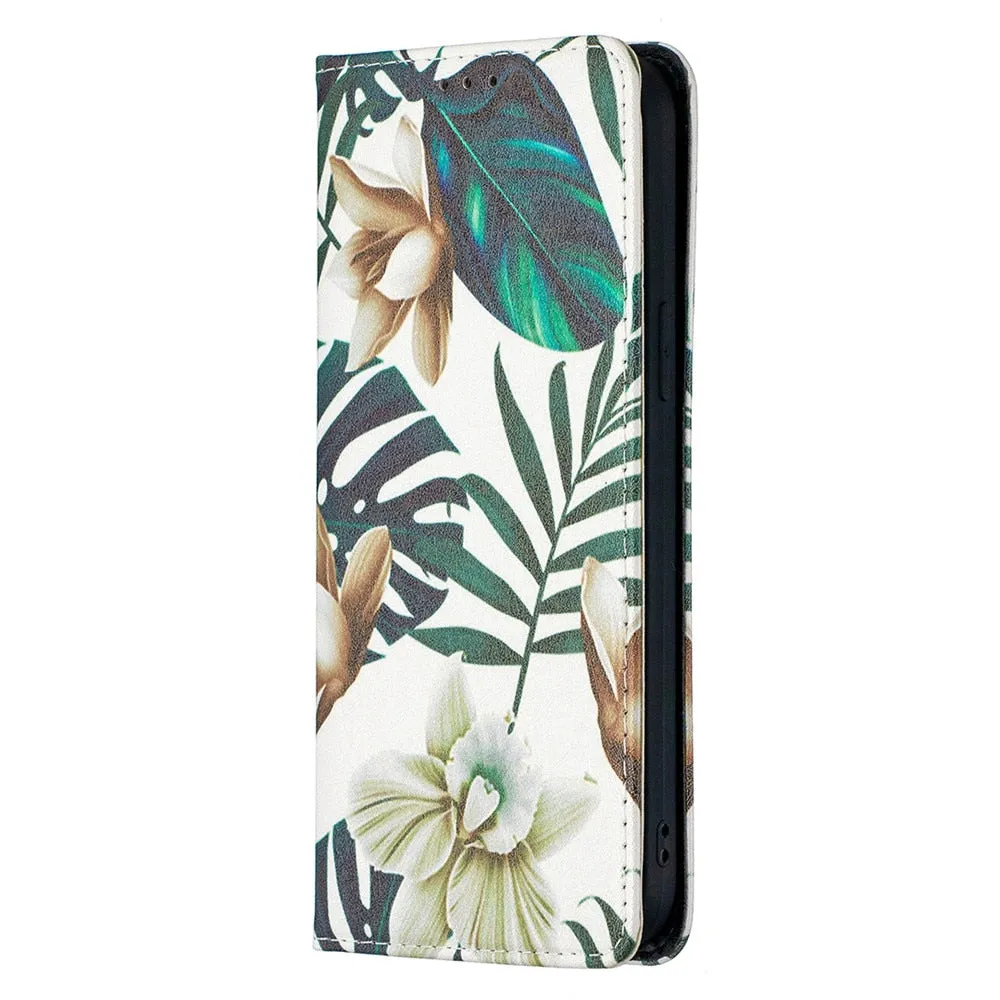 Anymob iPhone Case Flip Leather Blue Butterfly Magnetic Card slot Wallet Cover