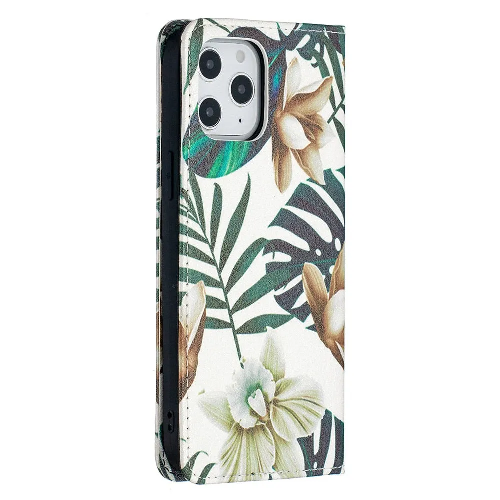 Anymob iPhone Case Flip Leather Blue Butterfly Magnetic Card slot Wallet Cover