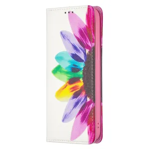 Anymob iPhone Case Flip Leather Rainbow Flower Magnetic Card slot Wallet Cover