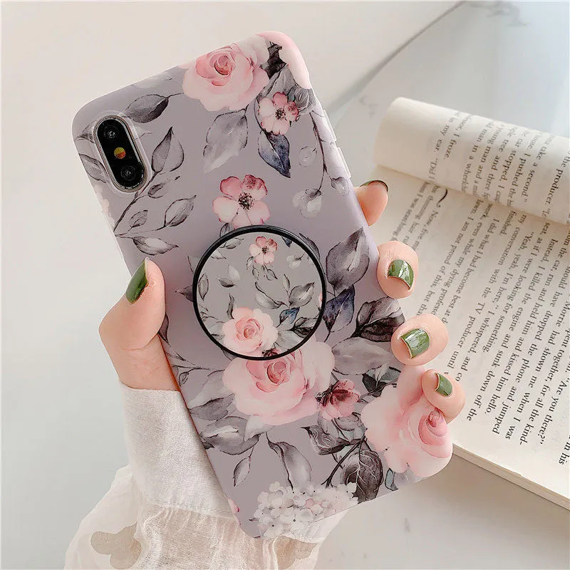 Anymob iPhone Case Gray Holder Stand Silicone Phone Back Cover