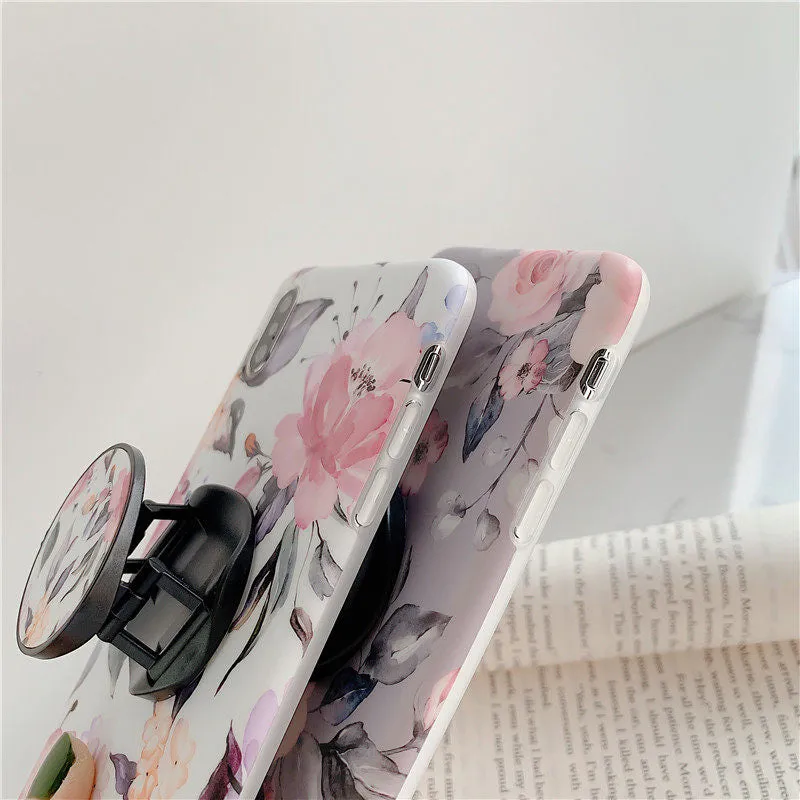 Anymob iPhone Case Gray Holder Stand Silicone Phone Back Cover