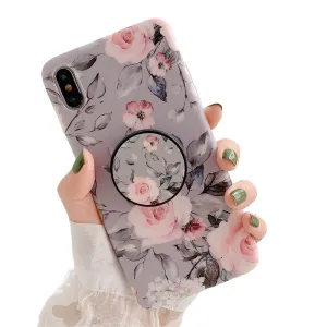 Anymob iPhone Case Gray Holder Stand Silicone Phone Back Cover