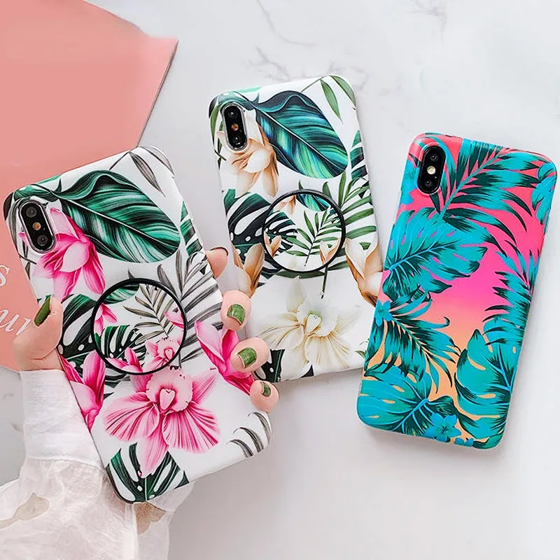Anymob iPhone Case Gray Holder Stand Silicone Phone Back Cover