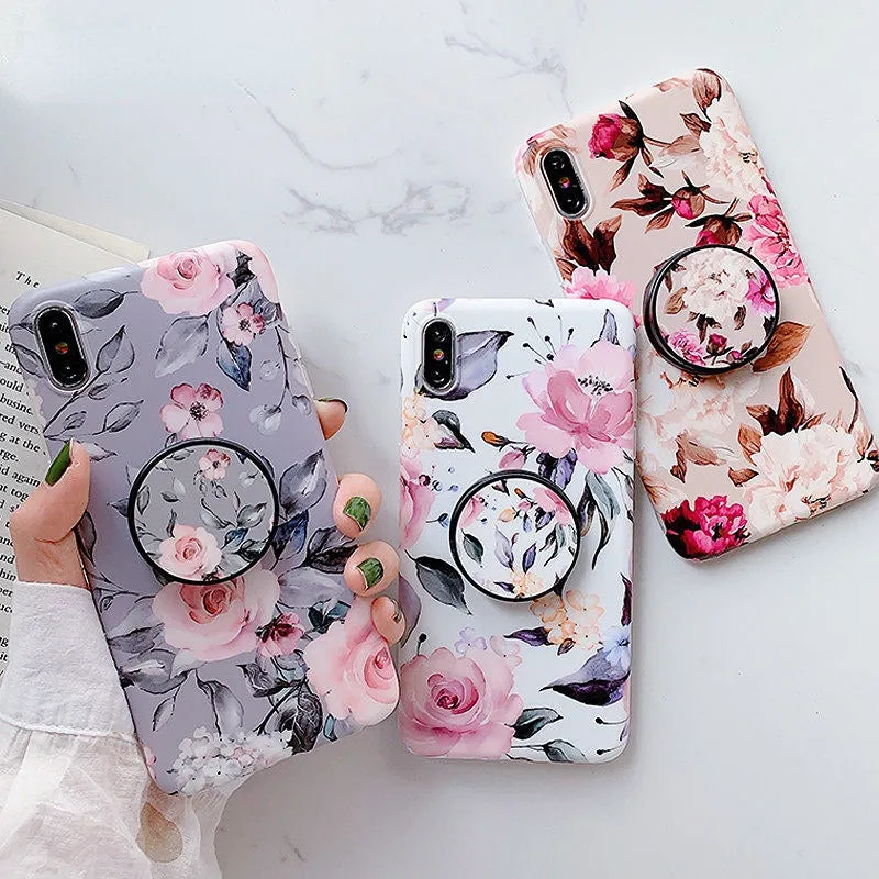 Anymob iPhone Case Gray Holder Stand Silicone Phone Back Cover