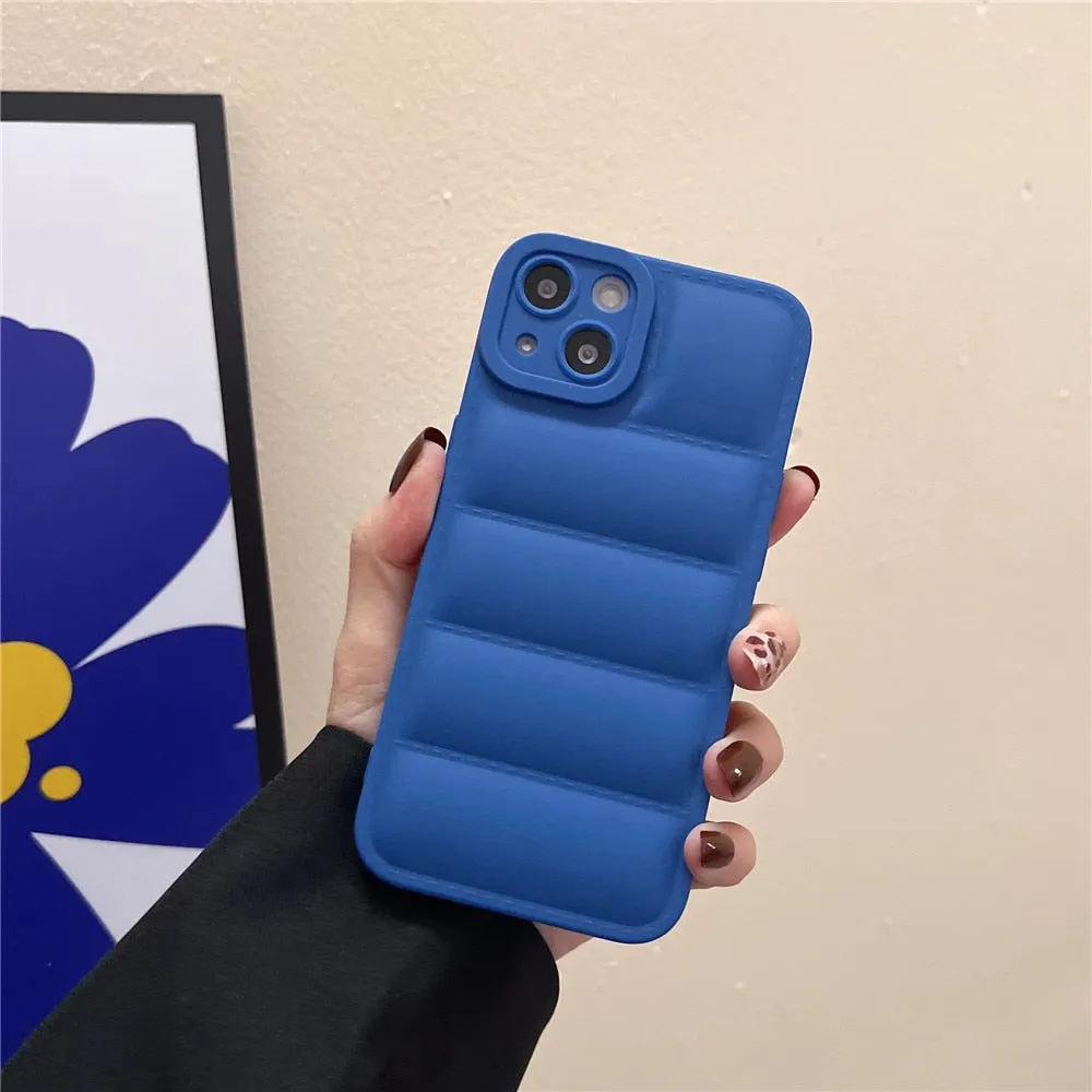 Anymob iPhone Case Green Fashion Down Jacket Soft Silicon Cover Camera Protection Shockproof Case