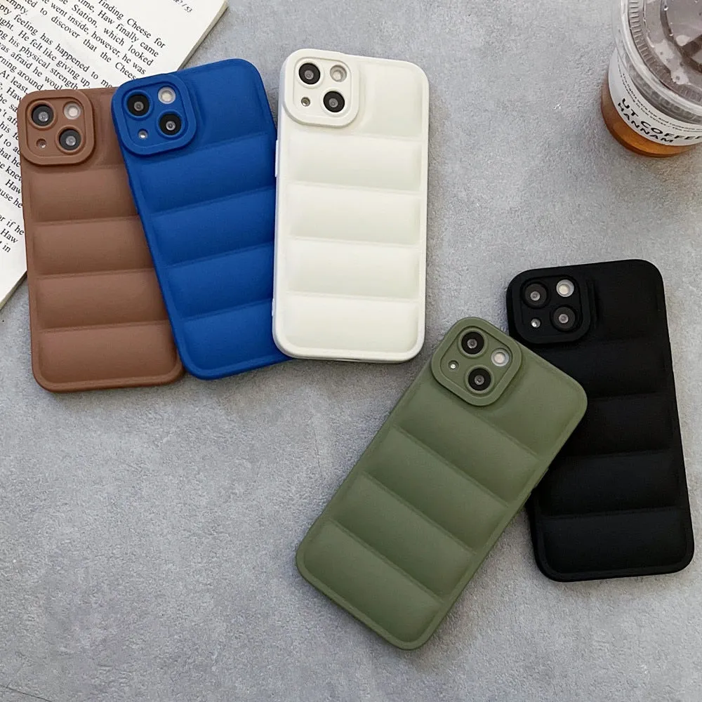 Anymob iPhone Case Green Fashion Down Jacket Soft Silicon Cover Camera Protection Shockproof Case