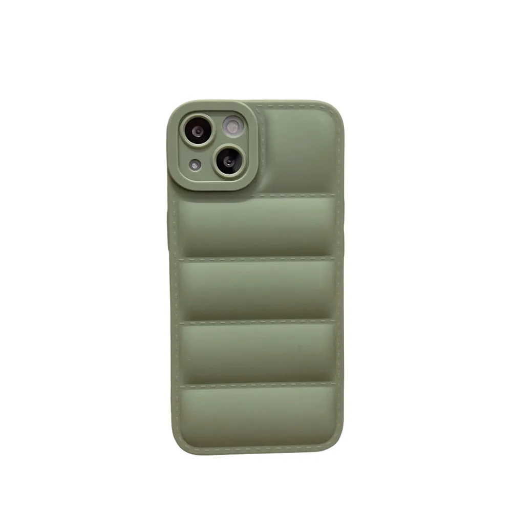 Anymob iPhone Case Green Fashion Down Jacket Soft Silicon Cover Camera Protection Shockproof Case