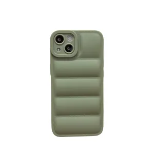 Anymob iPhone Case Green Fashion Down Jacket Soft Silicon Cover Camera Protection Shockproof Case