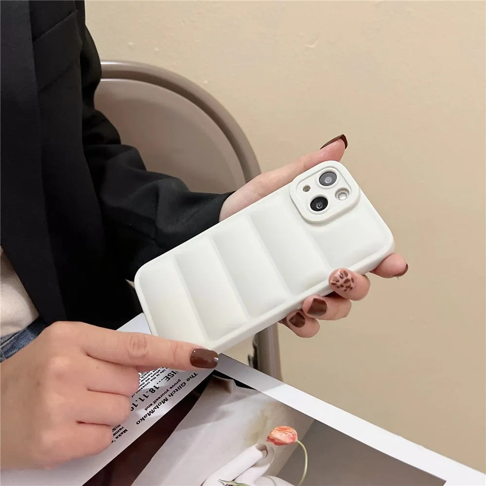 Anymob iPhone Case Green Fashion Down Jacket Soft Silicon Cover Camera Protection Shockproof Case