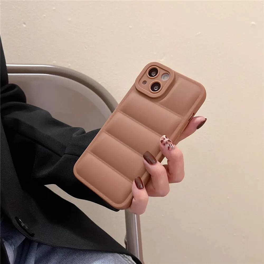 Anymob iPhone Case Green Fashion Down Jacket Soft Silicon Cover Camera Protection Shockproof Case