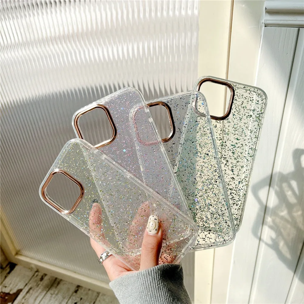 Anymob iPhone Case Green Glitter Soft Silicone Crystal Cover Sequins Bumper