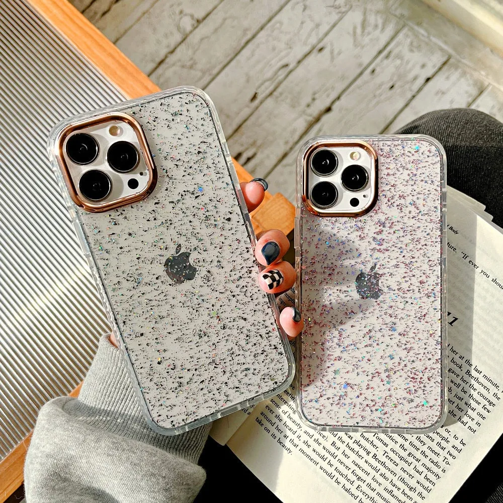 Anymob iPhone Case Green Glitter Soft Silicone Crystal Cover Sequins Bumper