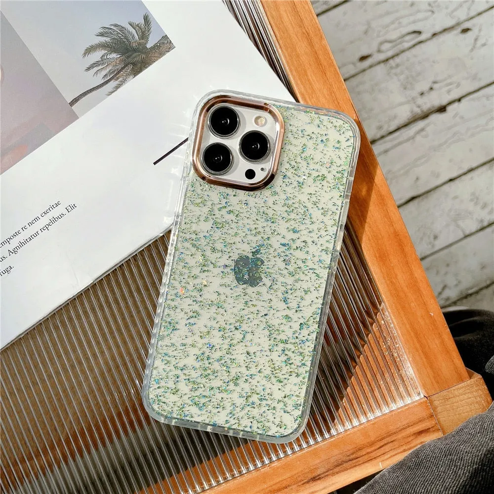 Anymob iPhone Case Green Glitter Soft Silicone Crystal Cover Sequins Bumper