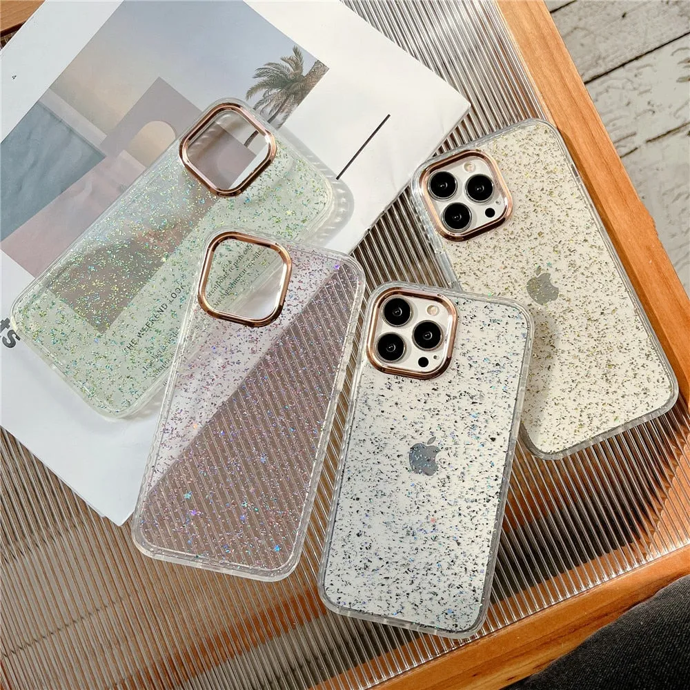 Anymob iPhone Case Green Glitter Soft Silicone Crystal Cover Sequins Bumper