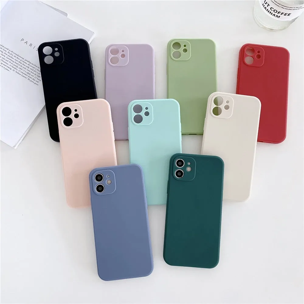 Anymob iPhone Case Khaki Candy Color Straight Edge Soft Silicone Cover