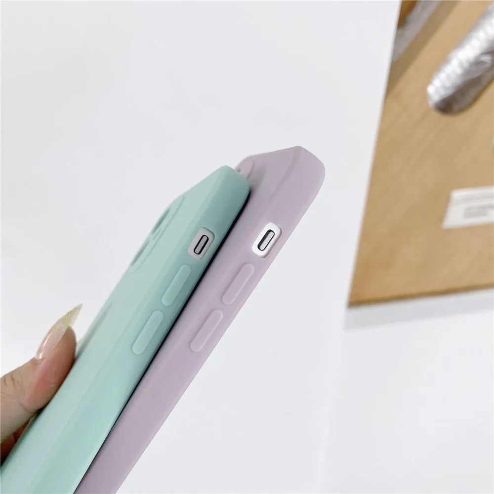 Anymob iPhone Case Khaki Candy Color Straight Edge Soft Silicone Cover