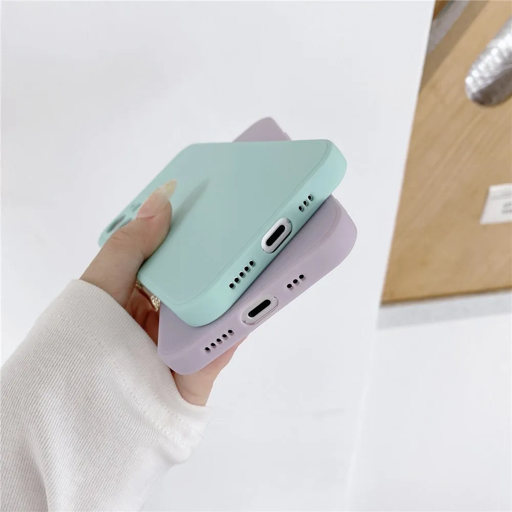 Anymob iPhone Case Khaki Candy Color Straight Edge Soft Silicone Cover