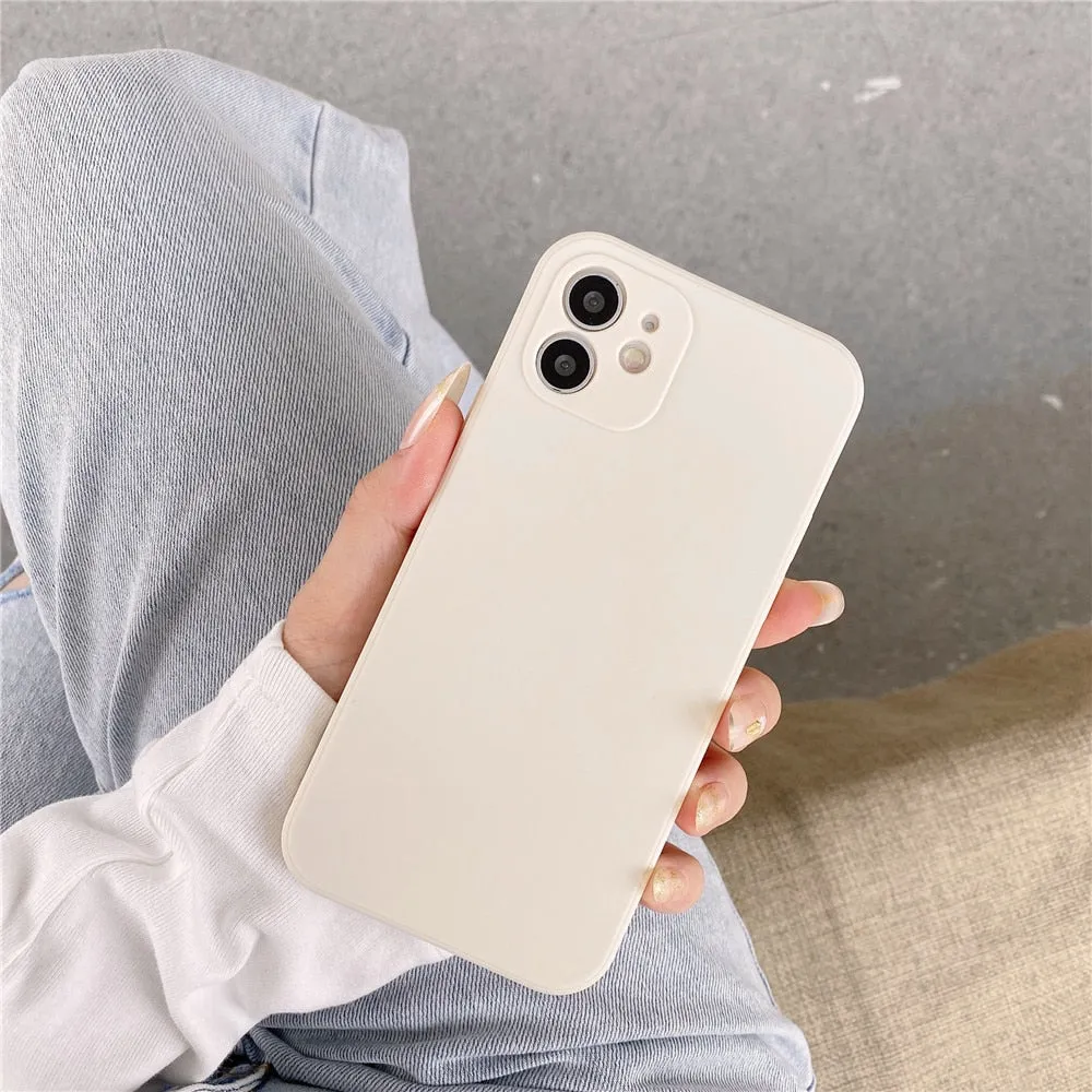 Anymob iPhone Case Khaki Candy Color Straight Edge Soft Silicone Cover
