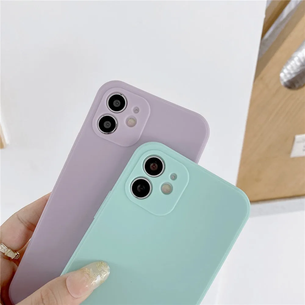 Anymob iPhone Case Khaki Candy Color Straight Edge Soft Silicone Cover