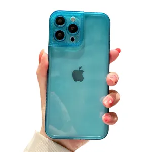 Anymob iPhone Case Light Blue Diamond Camera Protection Clear Fluorescent Neon Soft Silicone Gel Cover