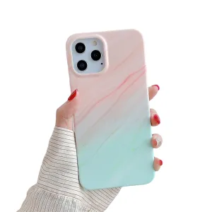 Anymob iPhone Case Light Blue Gradual Color Matte Marble Soft Silicone Back Cover