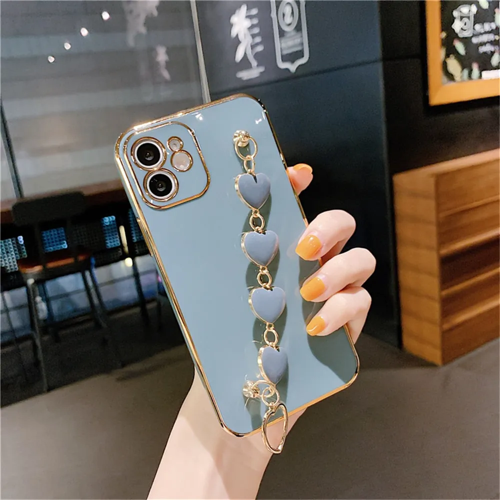 Anymob iPhone Case Light Blue Soft Silicone Bracelet Camera Protection Cover With Wristband