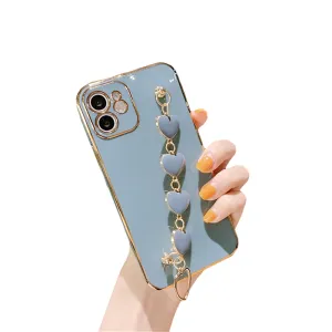 Anymob iPhone Case Light Blue Soft Silicone Bracelet Camera Protection Cover With Wristband
