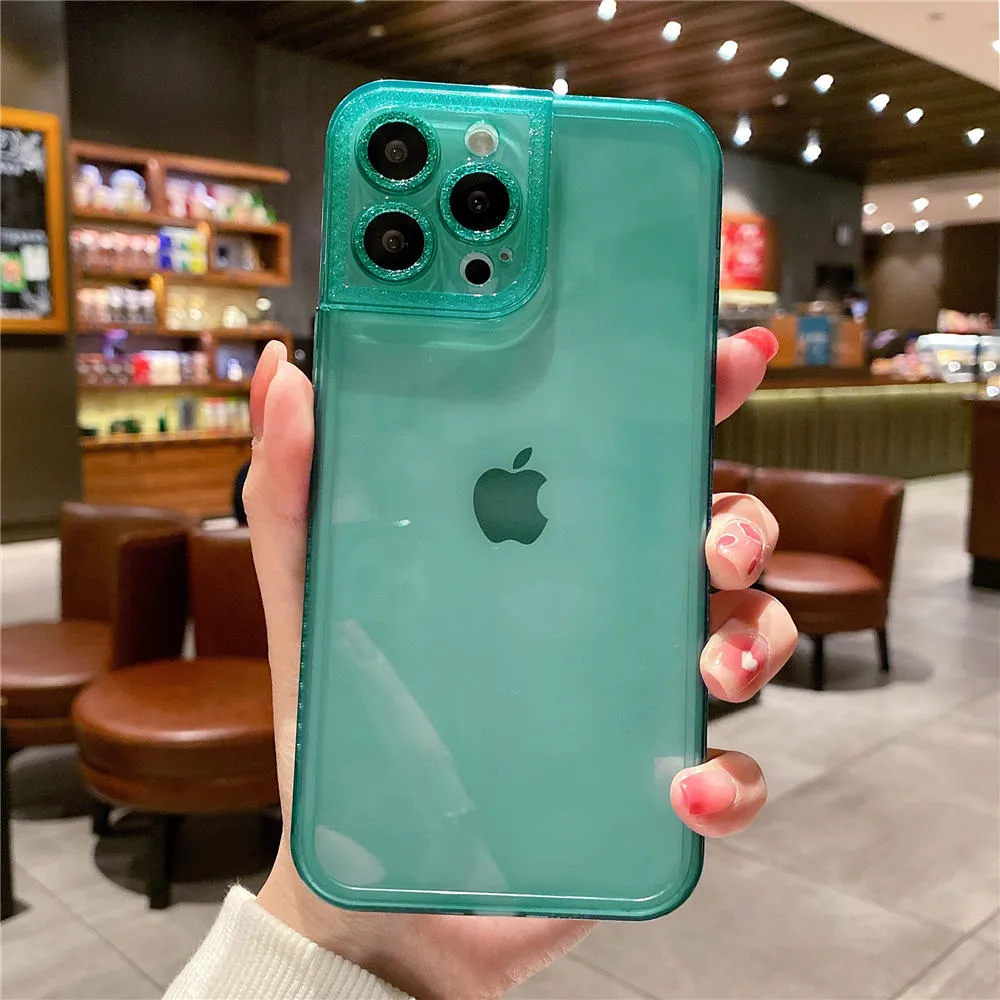 Anymob iPhone Case Light Green Diamond Camera Protection Clear Fluorescent Neon Soft Silicone Gel Cover