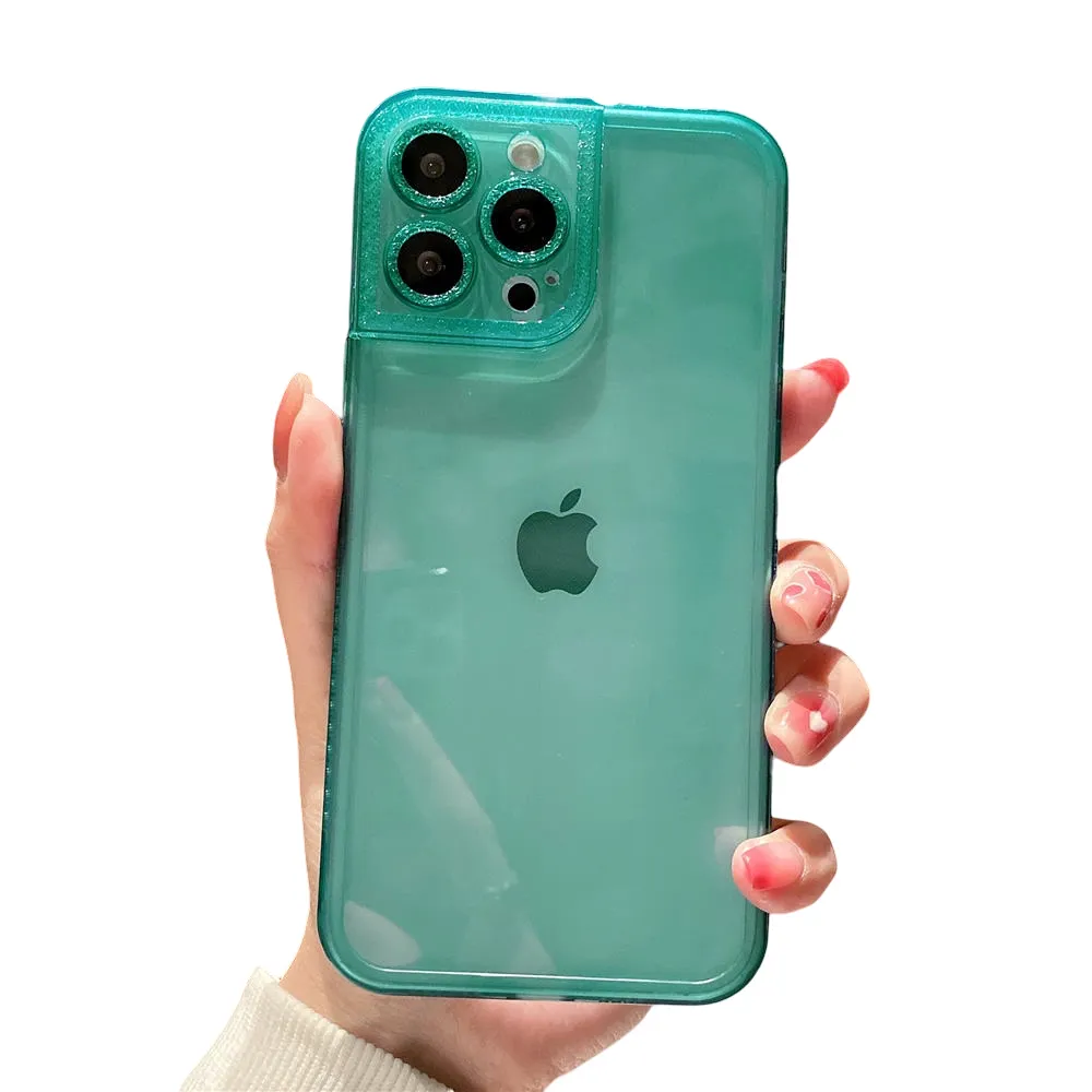 Anymob iPhone Case Light Green Diamond Camera Protection Clear Fluorescent Neon Soft Silicone Gel Cover