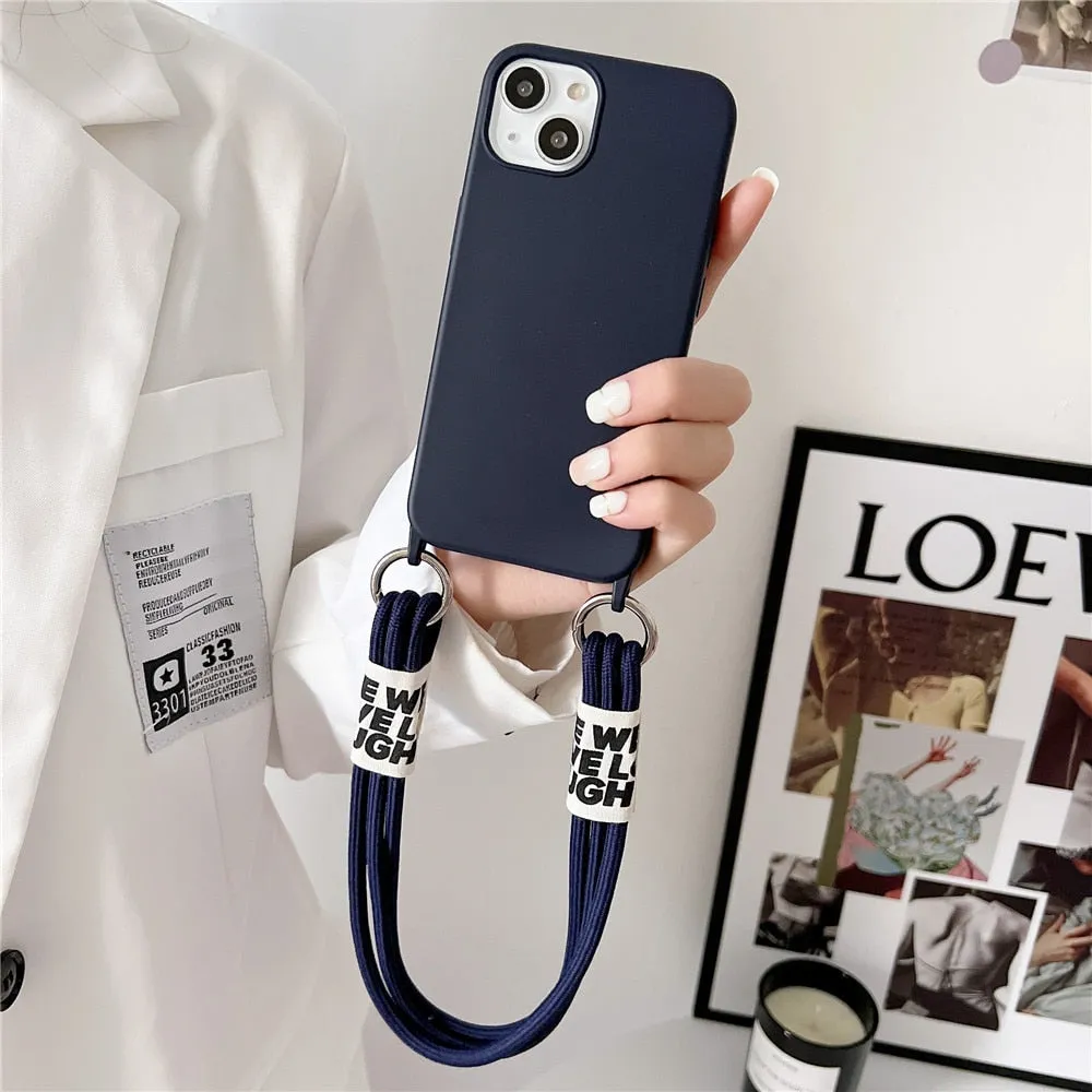 Anymob iPhone Case Light Green Simple Wrist Lanyard Strap Cord Lanyard Soft Silicone Cover