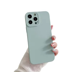Anymob iPhone Case Light Grey Luxury Soft Liquid Silicone Lens Protection Shockproof Bumper Back Cover