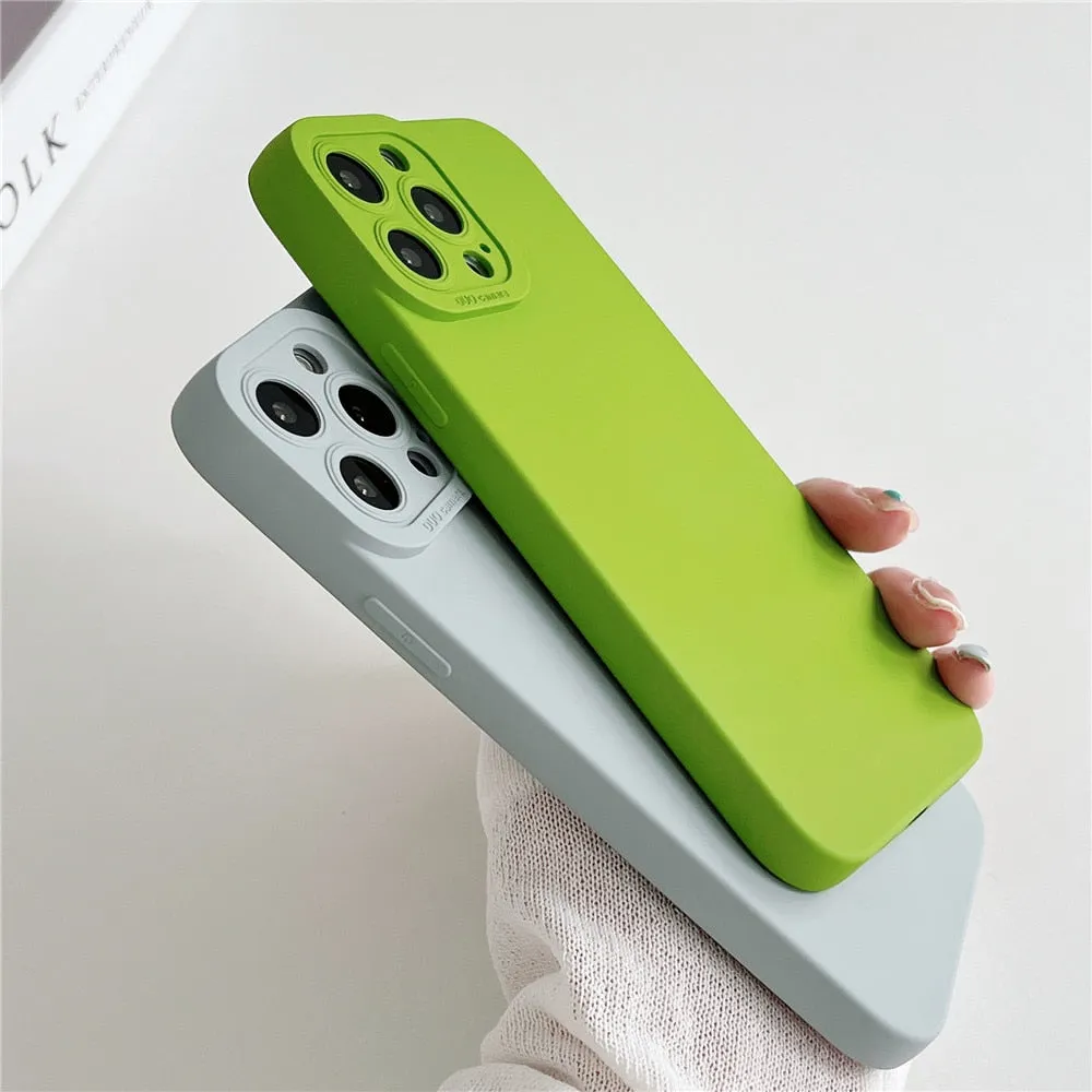 Anymob iPhone Case Light Grey Luxury Soft Liquid Silicone Lens Protection Shockproof Bumper Back Cover
