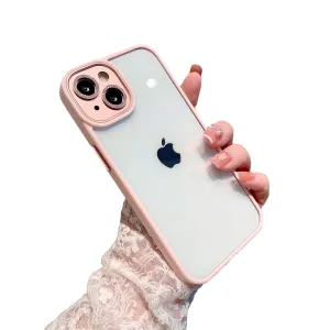 Anymob iPhone Case Light Pink Metal Glitter Camera Protection Clear Shockproof Acrylic Bumper